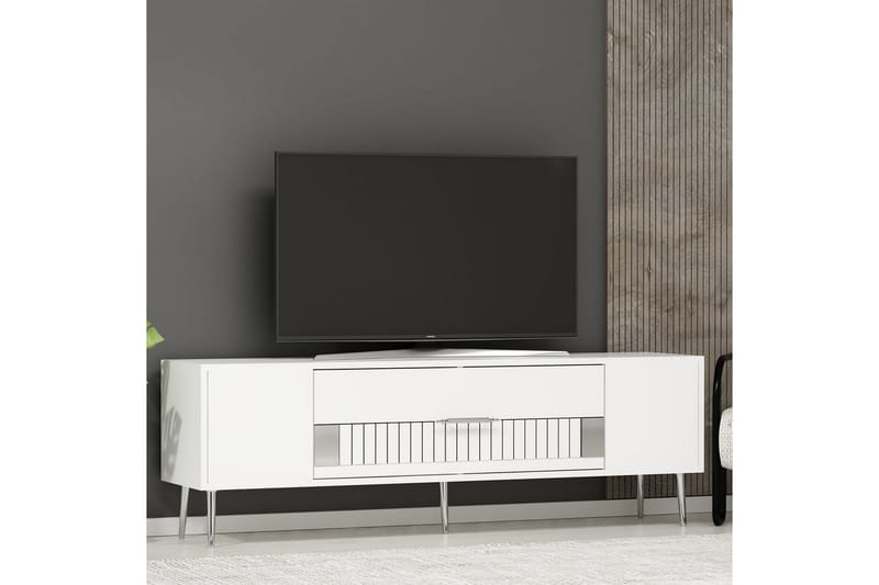 Anira Tv-bänk 150 cm - Vit/Silver - Möbler - Vardagsrum - Tv-möbler & mediamöbler - Tv-bänkar