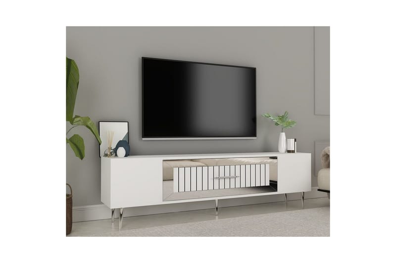 Anira Tv-bänk 150 cm - Vit/Silver - Möbler - Vardagsrum - Tv-möbler & mediamöbler - Tv-bänkar
