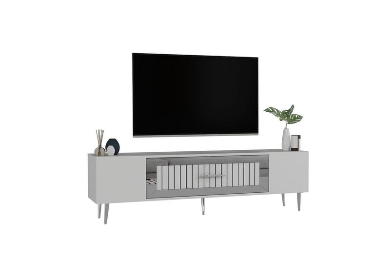 Anira Tv-bänk 150 cm - Vit/Silver - Möbler - Vardagsrum - Tv-möbler & mediamöbler - Tv-bänkar