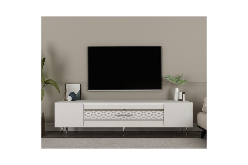 Anira Tv-bänk 150 cm - Vit/Silver - Möbler - Vardagsrum - Tv-möbler & mediamöbler - Tv-bänkar