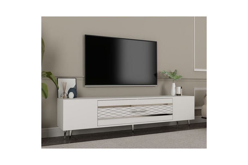 Anira Tv-bänk 150 cm - Vit/Silver - Möbler - Vardagsrum - Tv-möbler & mediamöbler - Tv-bänkar