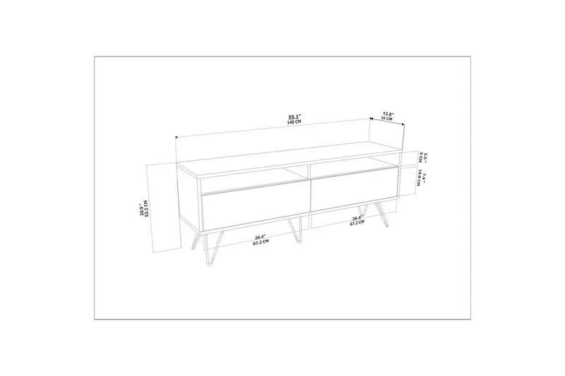 Anvor Tv-bänk 140 cm - Valnöt/Svart - Möbler - Vardagsrum - Tv-möbler & mediamöbler - Tv-bänkar