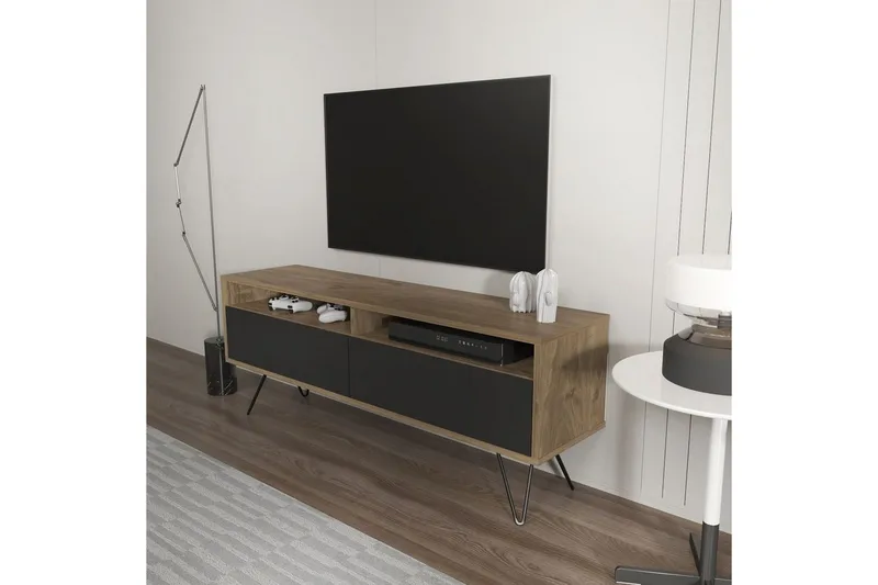 Anvor Tv-bänk 140 cm - Valnöt/Svart - Möbler - Vardagsrum - Tv-möbler & mediamöbler - Tv-bänkar