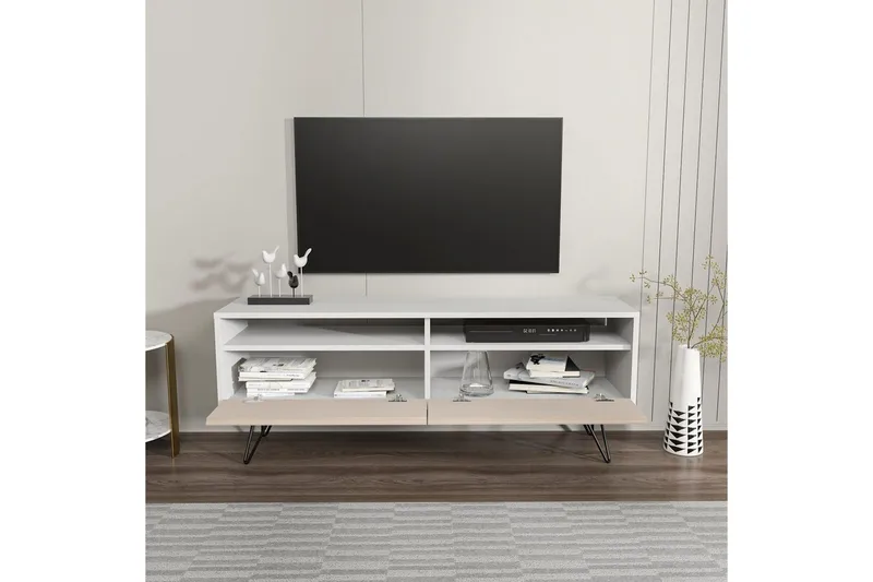 Anvor Tv-bänk 140 cm - Vit/Beige - Möbler - Vardagsrum - Tv-möbler & mediamöbler - Tv-bänkar