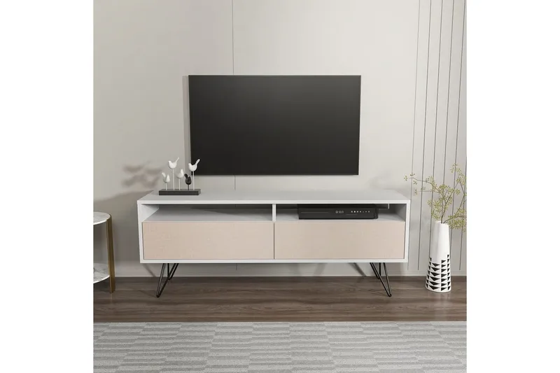 Anvor Tv-bänk 140 cm - Vit/Beige - Möbler - Vardagsrum - Tv-möbler & mediamöbler - Tv-bänkar