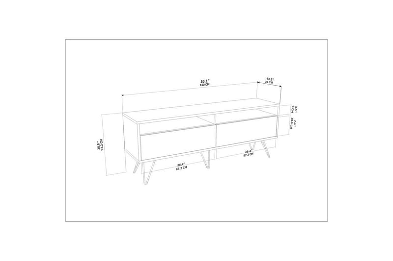 Anvor Tv-bänk 140 cm - Vit/Svart - Möbler - Vardagsrum - Tv-möbler & mediamöbler - Tv-bänkar