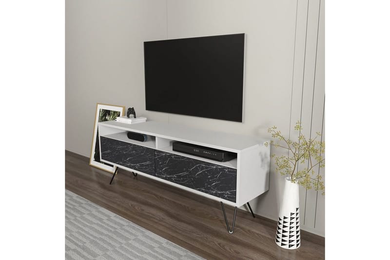 Anvor Tv-bänk 140 cm - Vit/Svart - Möbler - Vardagsrum - Tv-möbler & mediamöbler - Tv-bänkar
