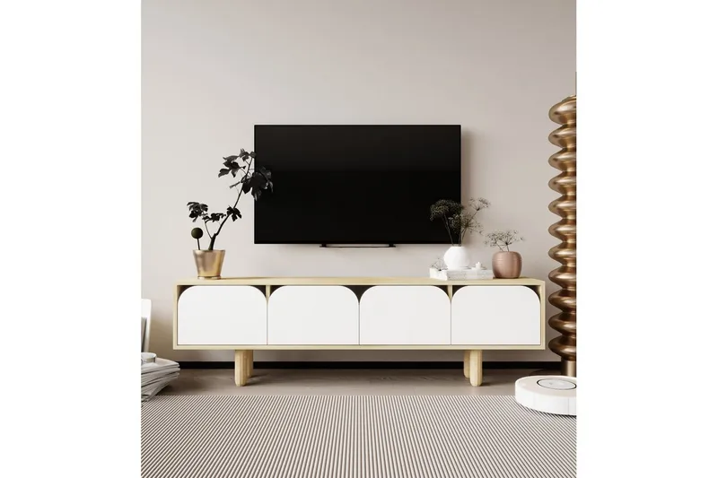 Arvo Tv-stativ 180x30 cm - Brun/Vit - Möbler - Vardagsrum - Tv-möbler & mediamöbler - Tv-väggfästen & mediastativ - Tv stativ & väggfästen