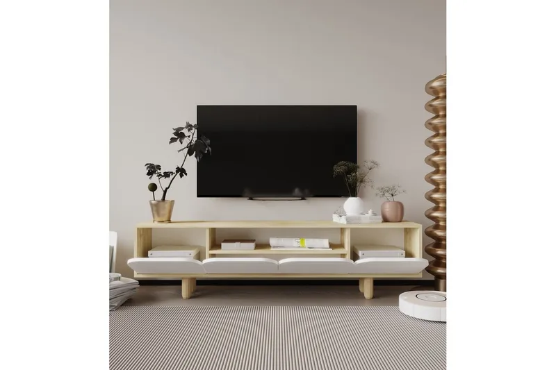 Arvo Tv-stativ 180x30 cm - Brun/Vit - Möbler - Vardagsrum - Tv-möbler & mediamöbler - Tv-väggfästen & mediastativ - Tv stativ & väggfästen