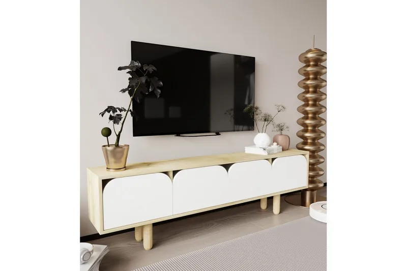 Arvo Tv-stativ 180x30 cm - Brun/Vit - Möbler - Vardagsrum - Tv-möbler & mediamöbler - Tv-väggfästen & mediastativ - Tv stativ & väggfästen