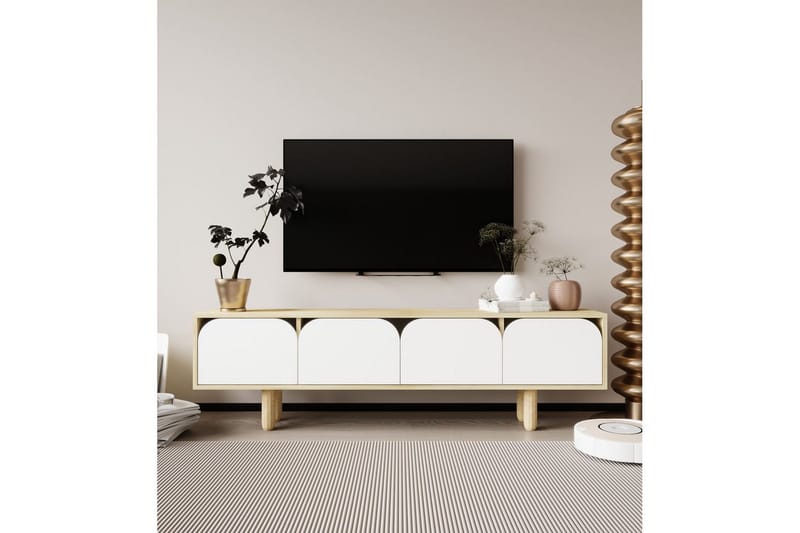 Arvo Tv-stativ 180x30 cm - Brun/Vit - Möbler - Vardagsrum - Tv-möbler & mediamöbler - Tv-väggfästen & mediastativ - Tv stativ & väggfästen