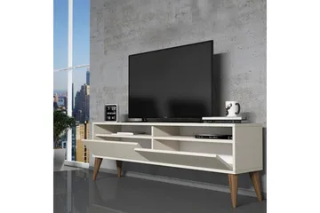 Bexheti Golvstående TV Bänk 150 cm med Förvaring i Målat Trä - Gräddvit - Möbler - Vardagsrum - Tv-möbler & mediamöbler - Tv-bänkar