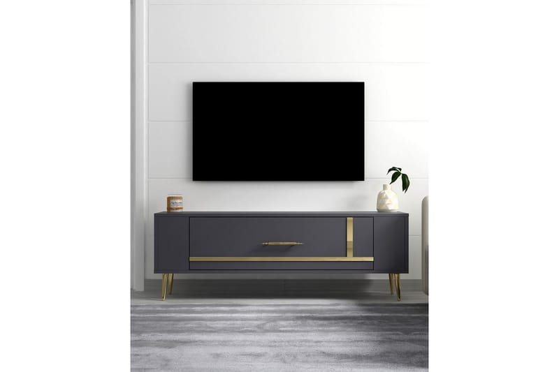 Beyra Tv-bänk 120 cm - Antracit/Guld - Möbler - Vardagsrum - Tv-möbler & mediamöbler - Tv-bänkar