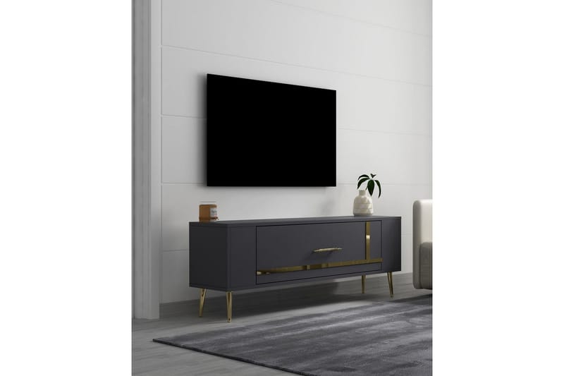 Beyra Tv-bänk 120 cm - Antracit/Guld - Möbler - Vardagsrum - Tv-möbler & mediamöbler - Tv-bänkar