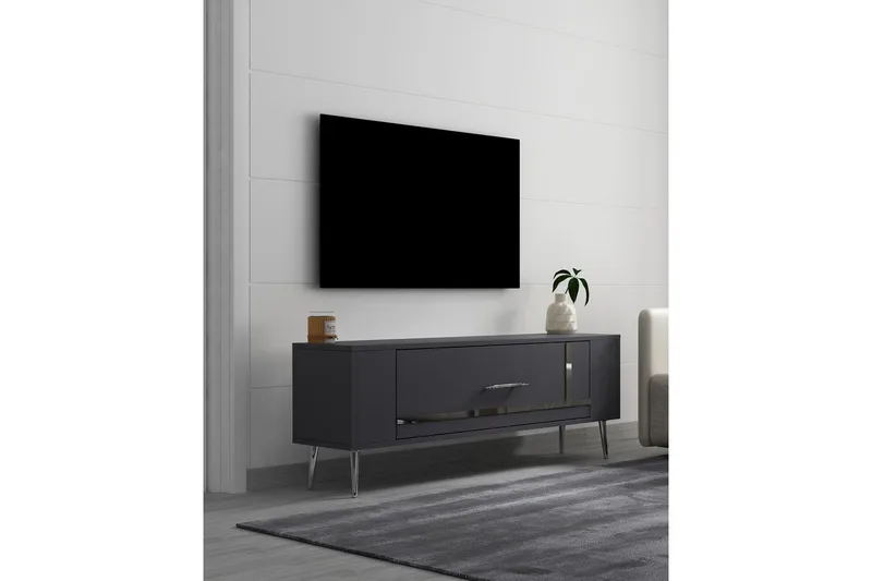Beyra Tv-bänk 120 cm - Antracit/Silver - Möbler - Vardagsrum - Tv-möbler & mediamöbler - Tv-bänkar