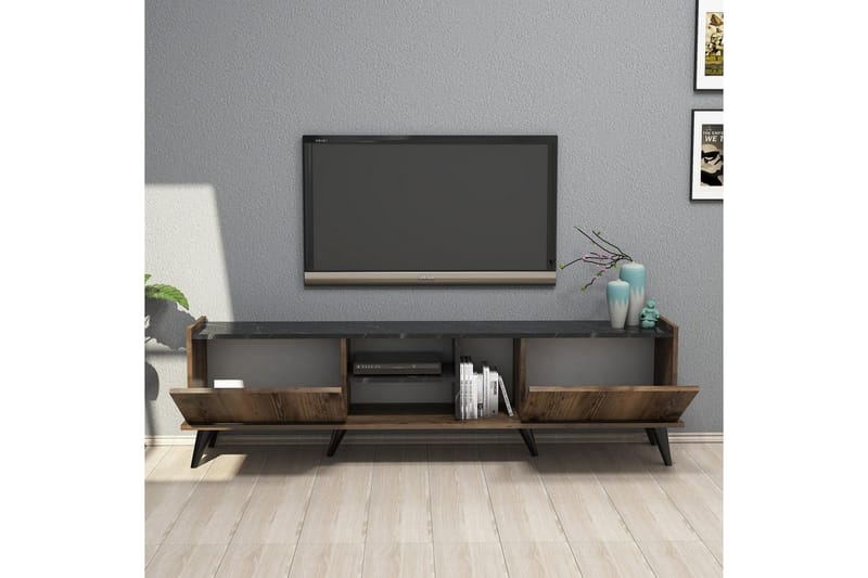 Challur Tv-bänk 180 cm - Valnöt/Svart - Möbler - Vardagsrum - Tv-möbler & mediamöbler - Tv-bänkar