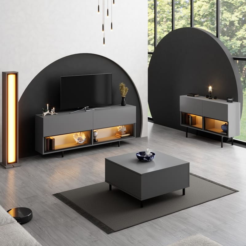 Cielieucel TV-bänk 180 cm - Antracit - Möbler - Vardagsrum - Tv-möbler & mediamöbler - Tv-väggfästen & mediastativ - Tv stativ & väggfästen