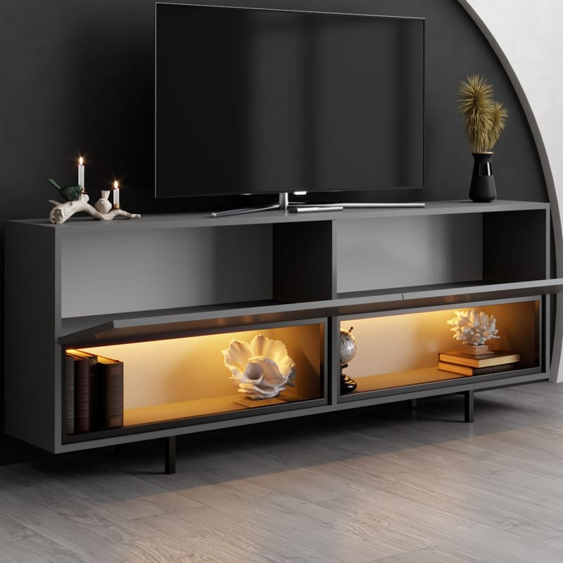 Cielieucel TV-bänk 180 cm - Antracit - Möbler - Vardagsrum - Tv-möbler & mediamöbler - Tv-väggfästen & mediastativ - Tv stativ & väggfästen