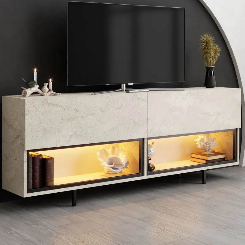 Cielieucel TV-bänk 180 cm - Travertin - Möbler - Vardagsrum - Tv-möbler & mediamöbler - Tv-väggfästen & mediastativ - Tv stativ & väggfästen