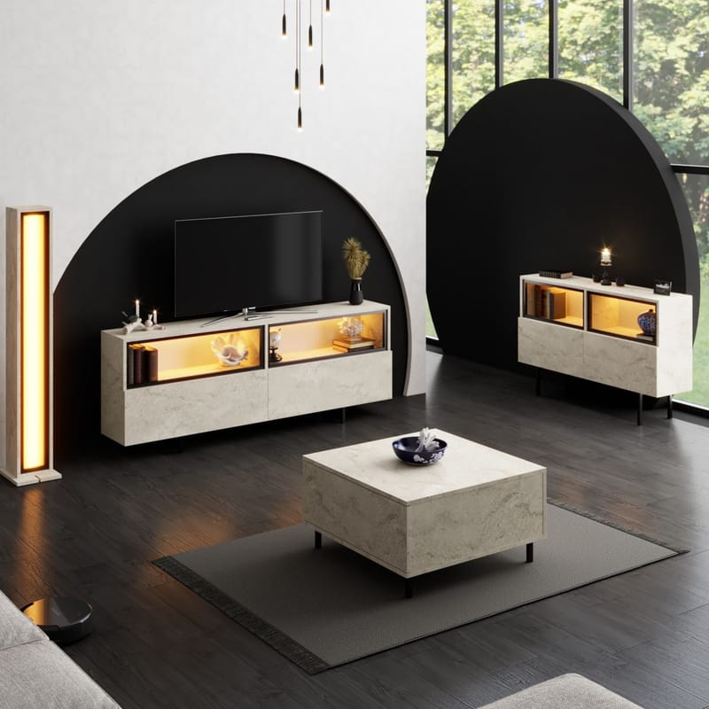 Cielieucel TV-bänk 180 cm - Travertin - Möbler - Vardagsrum - Tv-möbler & mediamöbler - Tv-väggfästen & mediastativ - Tv stativ & väggfästen