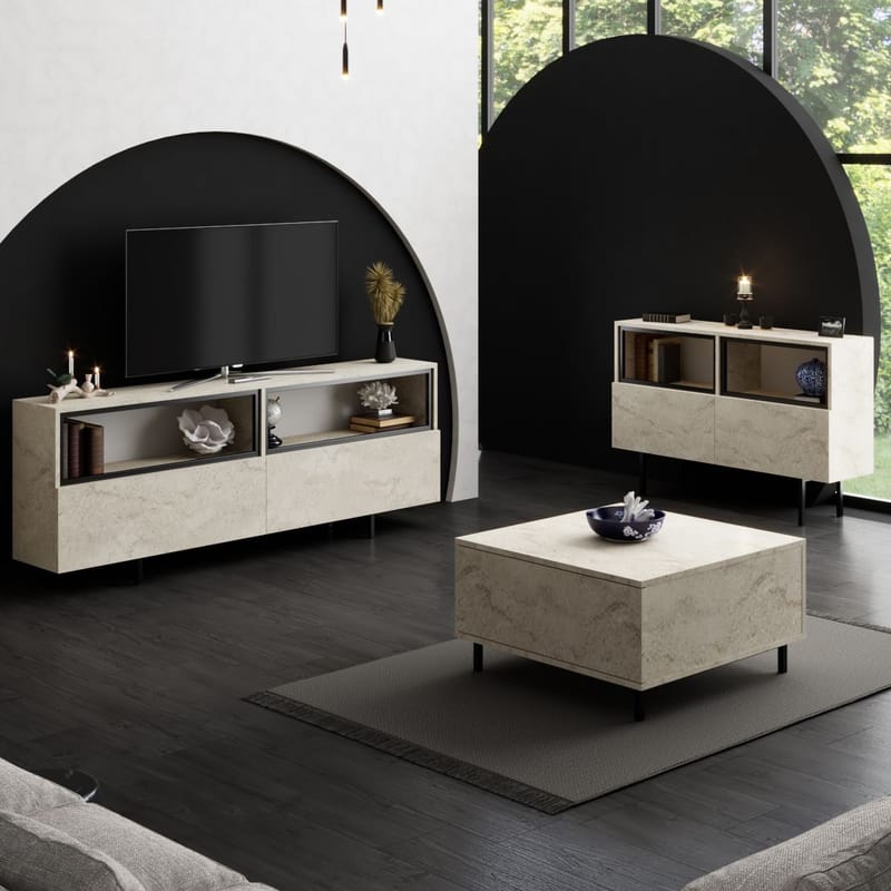 Cielieucel TV-bänk 180 cm - Travertin - Möbler - Vardagsrum - Tv-möbler & mediamöbler - Tv-väggfästen & mediastativ - Tv stativ & väggfästen