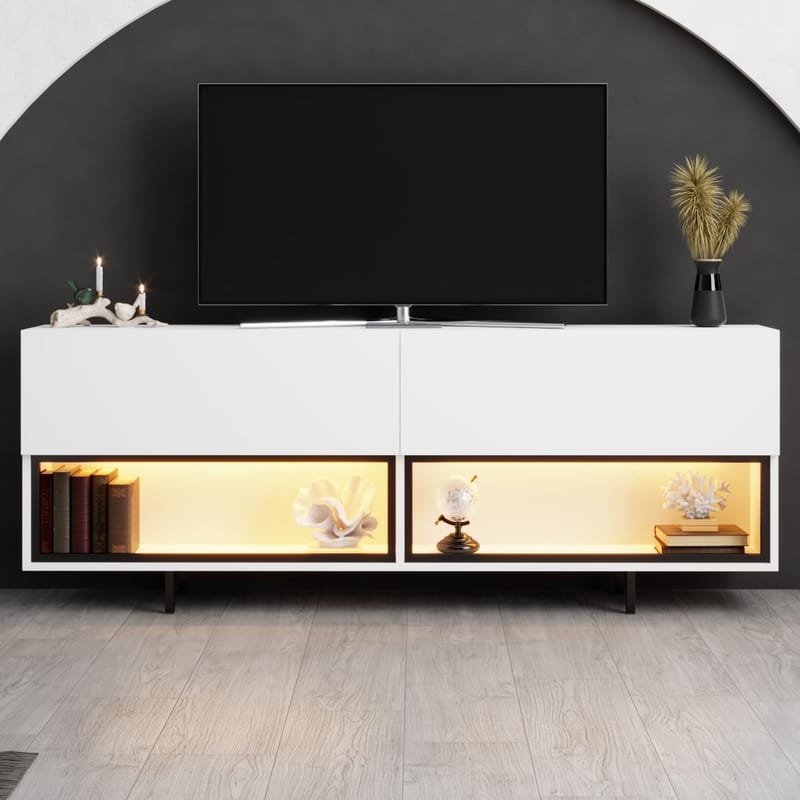 Cielieucel TV-bänk 180 cm - Vit - Möbler - Vardagsrum - Tv-möbler & mediamöbler - Tv-väggfästen & mediastativ - Tv stativ & väggfästen