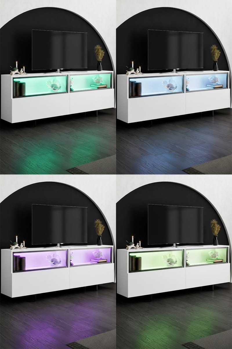 Cielieucel TV-bänk 180 cm - Vit - Möbler - Vardagsrum - Tv-möbler & mediamöbler - Tv-väggfästen & mediastativ - Tv stativ & väggfästen