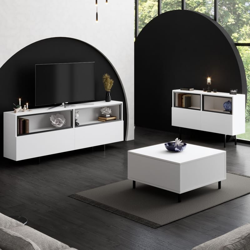 Cielieucel TV-bänk 180 cm - Vit - Möbler - Vardagsrum - Tv-möbler & mediamöbler - Tv-väggfästen & mediastativ - Tv stativ & väggfästen