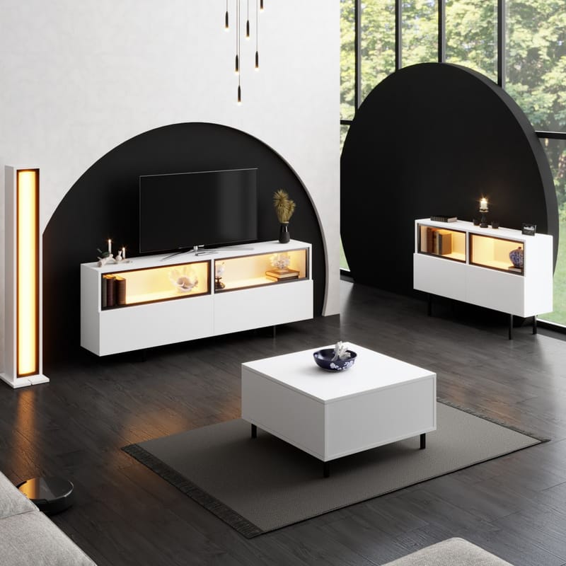 Cielieucel TV-bänk 180 cm - Vit - Möbler - Vardagsrum - Tv-möbler & mediamöbler - Tv-väggfästen & mediastativ - Tv stativ & väggfästen