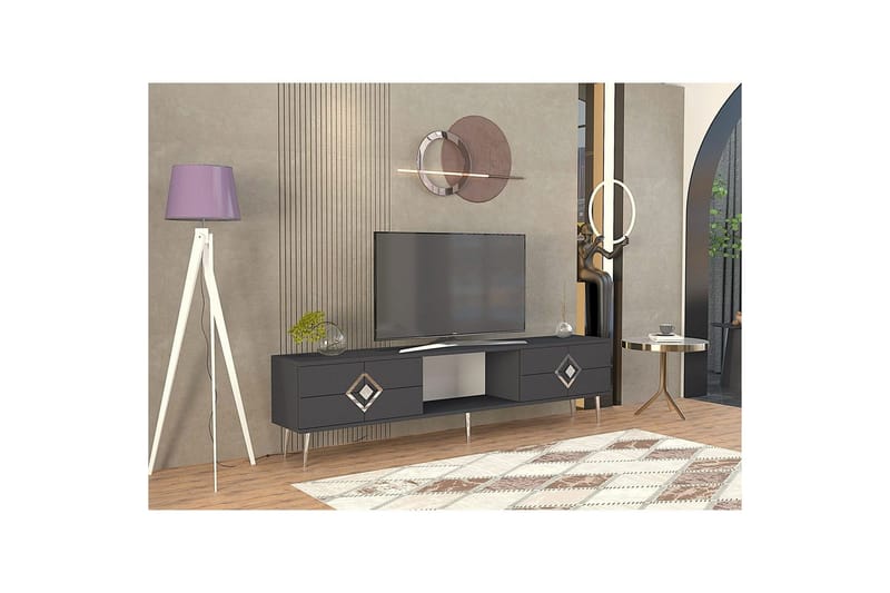 Cleryn Tv-bänk 150 cm - Antracit/Silver - Möbler - Vardagsrum - Tv-möbler & mediamöbler - Tv-bänkar