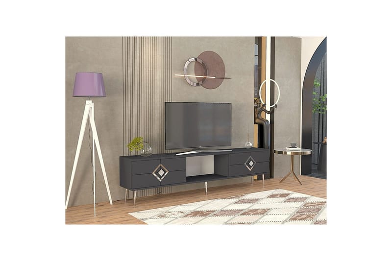 Cleryn Tv-bänk 150 cm - Antracit/Silver - Möbler - Vardagsrum - Tv-möbler & mediamöbler - Tv-bänkar