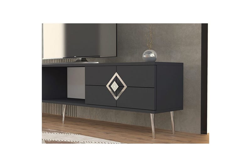 Cleryn Tv-bänk 150 cm - Antracit/Silver - Möbler - Vardagsrum - Tv-möbler & mediamöbler - Tv-bänkar
