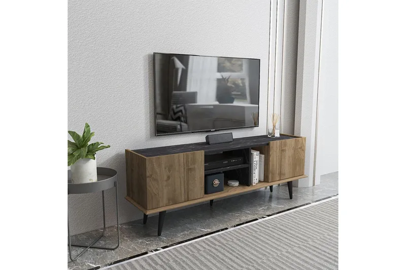 Corvo Tv-bänk 154,4 cm - Valnöt/Svart - Möbler - Vardagsrum - Tv-möbler & mediamöbler - Tv-bänkar