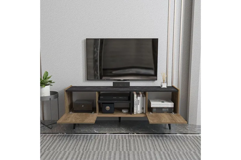 Corvo Tv-bänk 154,4 cm - Valnöt/Svart - Möbler - Vardagsrum - Tv-möbler & mediamöbler - Tv-bänkar