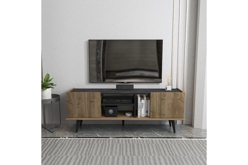 Corvo Tv-bänk 154,4 cm - Valnöt/Svart - Möbler - Vardagsrum - Tv-möbler & mediamöbler - Tv-bänkar