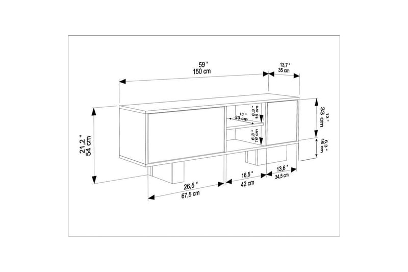 Dargaville Tv-bänk 150 cm - Svart/Brun - Möbler - Vardagsrum - Tv-möbler & mediamöbler - Tv-bänkar