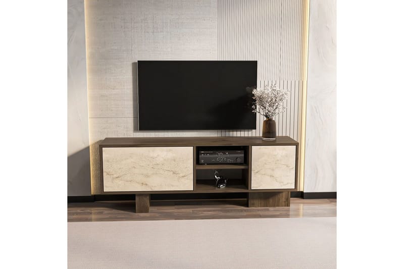 Dargaville Tv-bänk 150 cm - Valnöt/Travertine - Möbler - Vardagsrum - Tv-möbler & mediamöbler - Tv-bänkar