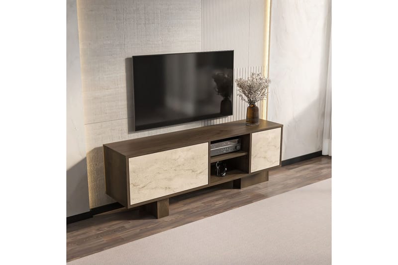 Dargaville Tv-bänk 150 cm - Valnöt/Travertine - Möbler - Vardagsrum - Tv-möbler & mediamöbler - Tv-bänkar