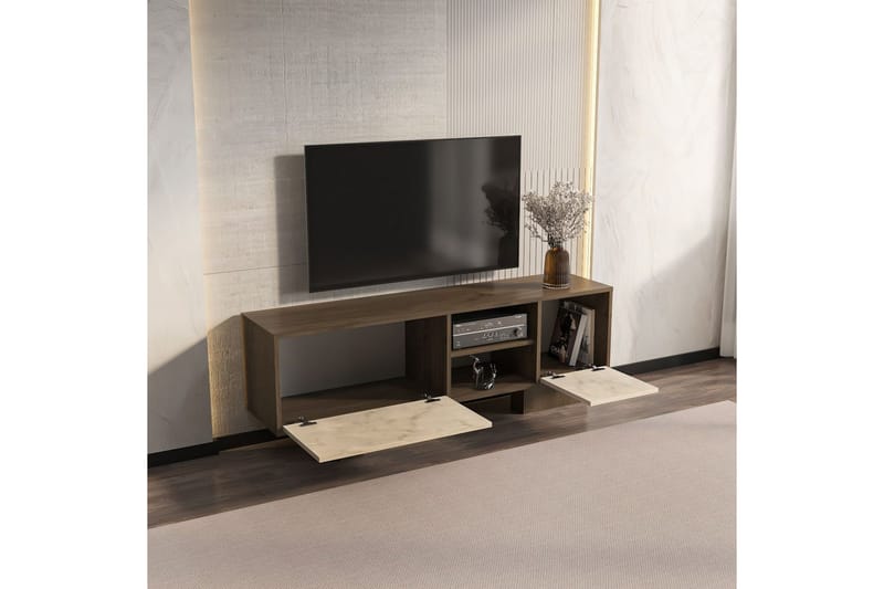 Dargaville Tv-bänk 150 cm - Valnöt/Travertine - Möbler - Vardagsrum - Tv-möbler & mediamöbler - Tv-bänkar