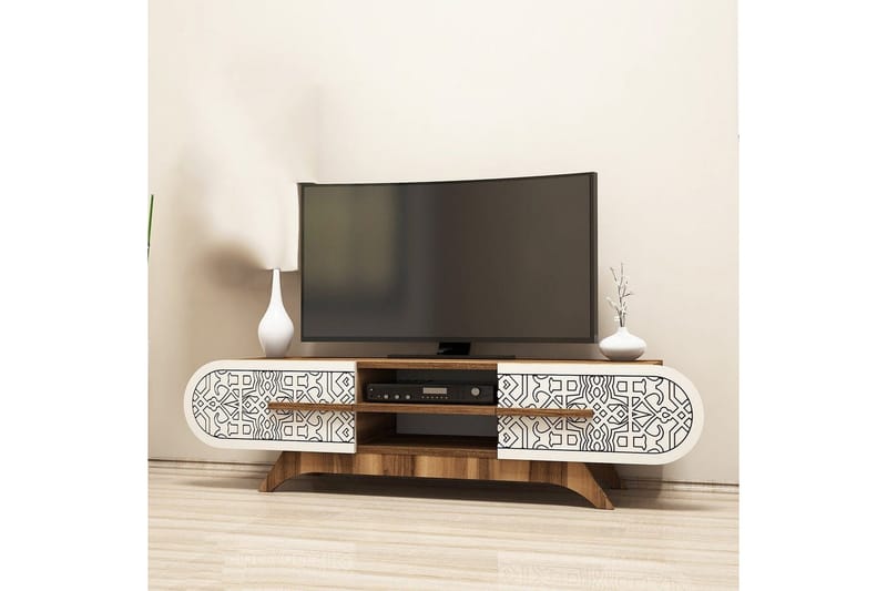 Defneia Tv-bänk 145 cm, Valnöt/Cream