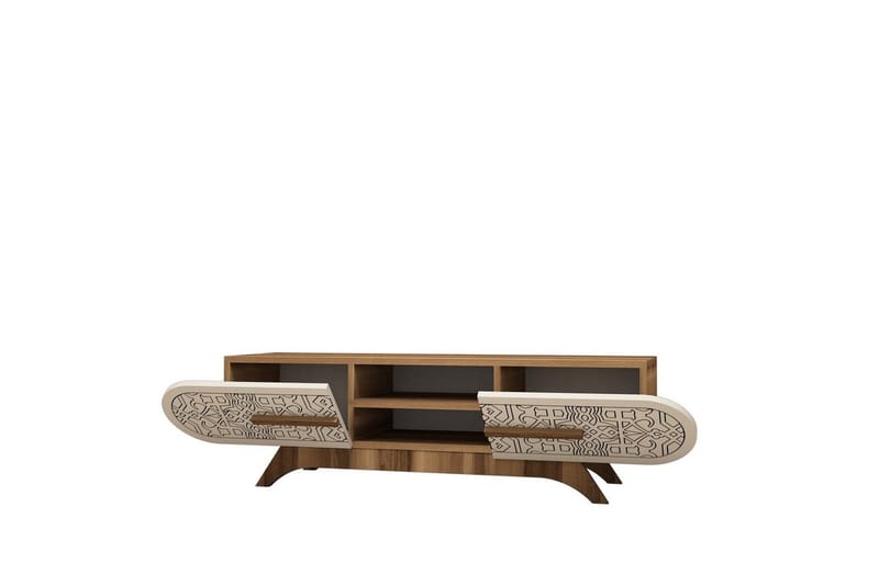 Defneia Tv-bänk 145 cm - Valnöt/Cream - Möbler - Vardagsrum - Tv-möbler & mediamöbler - Tv-bänkar