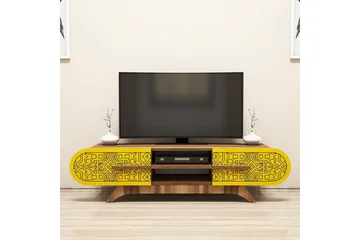 Defneia Tv-bänk 145 cm - Valnöt/Gul - Möbler - Vardagsrum - Tv-möbler & mediamöbler - Tv-bänkar