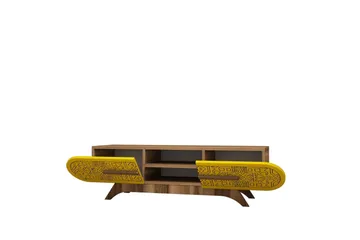 Defneia Tv-bänk 145 cm - Valnöt/Gul - Möbler - Vardagsrum - Tv-möbler & mediamöbler - Tv-bänkar