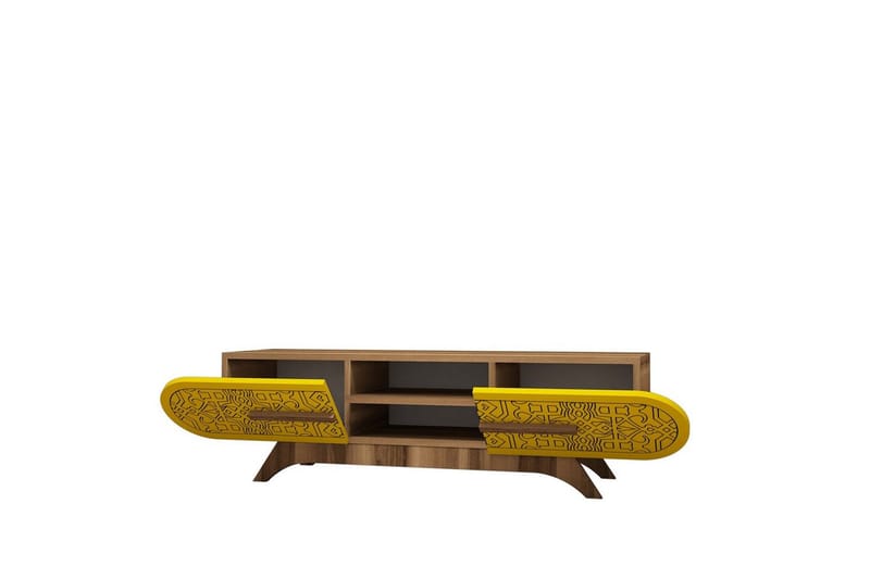 Defneia Tv-bänk 145 cm - Valnöt/Gul - Möbler - Vardagsrum - Tv-möbler & mediamöbler - Tv-bänkar