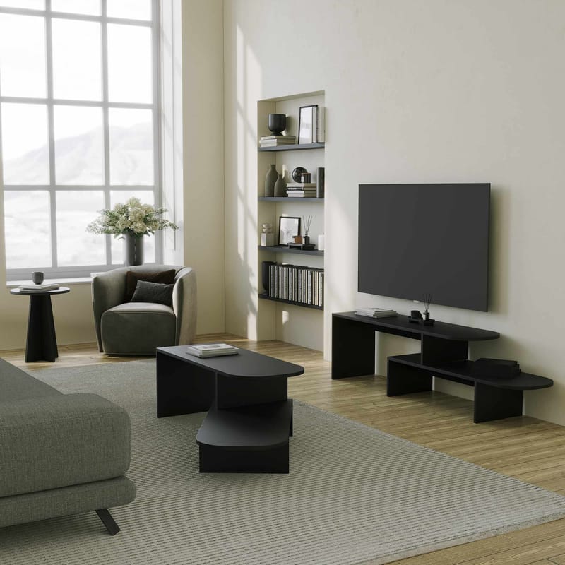 Deliones Tv-bänk 130 cm - Svart - Möbler - Vardagsrum - Tv-möbler & mediamöbler - Tv-väggfästen & mediastativ - Tv stativ & väggfästen