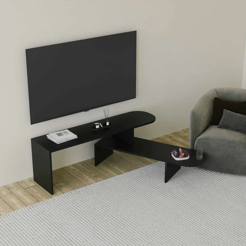 Deliones Tv-bänk 130 cm - Svart - Möbler - Vardagsrum - Tv-möbler & mediamöbler - Tv-väggfästen & mediastativ - Tv stativ & väggfästen