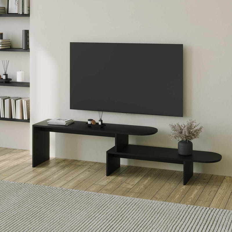 Deliones Tv-bänk 130 cm - Svart - Möbler - Vardagsrum - Tv-möbler & mediamöbler - Tv-väggfästen & mediastativ - Tv stativ & väggfästen