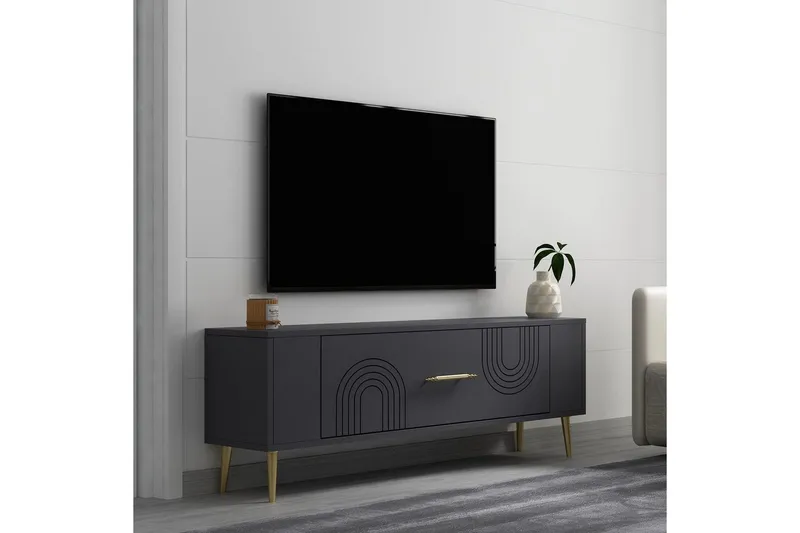 Deyric Tv-bänk 120 cm - Antracit/Guld - Möbler - Vardagsrum - Tv-möbler & mediamöbler - Tv-bänkar