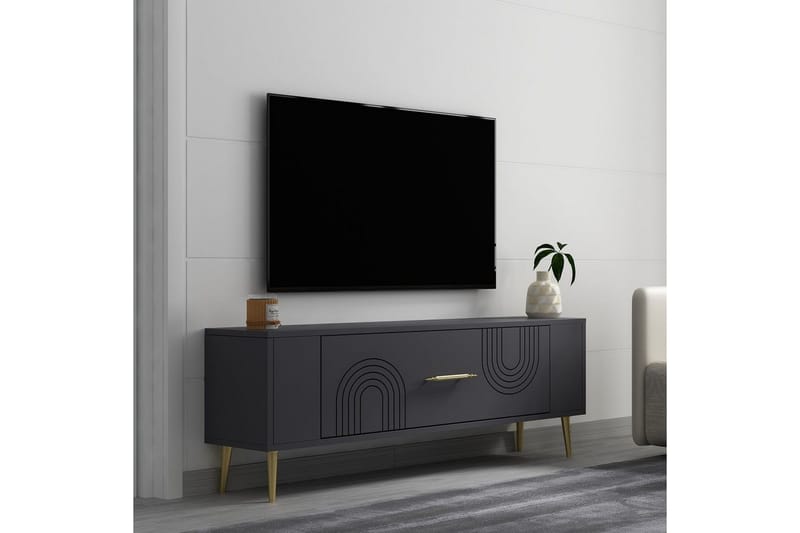 Deyric Tv-bänk 120 cm - Antracit/Guld - Möbler - Vardagsrum - Tv-möbler & mediamöbler - Tv-bänkar