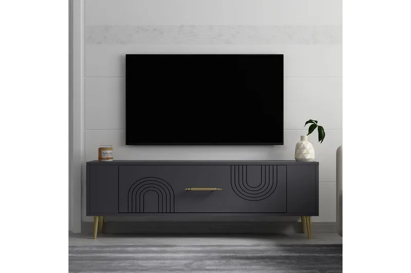Deyric Tv-bänk 120 cm - Antracit/Guld - Möbler - Vardagsrum - Tv-möbler & mediamöbler - Tv-bänkar